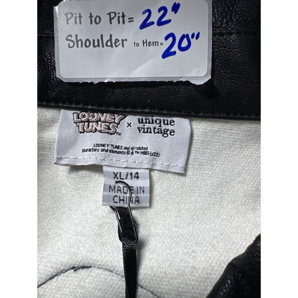 Unique Vintage Looney Tunes Bugs Bunny Back Off Leather Jacket XL - Picture 3 of 13